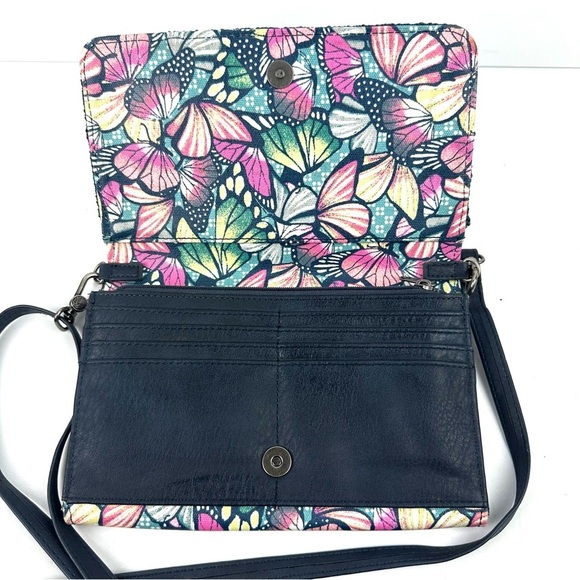 Sakroots Marin Crossbody Bag Orchard Butterfly Canvas Handbag Wristlet - Picture 3 of 12